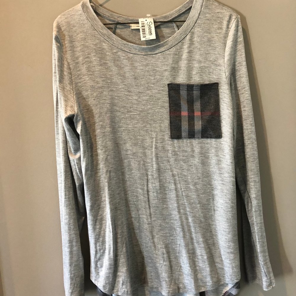 12pm by Mon Ami long sleeve plaid tshirt